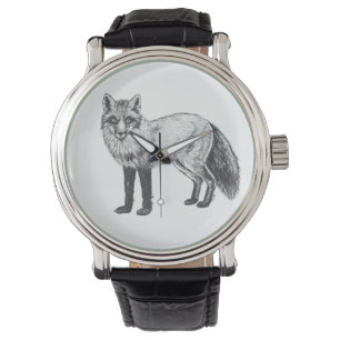 Fox zeichnend armbanduhr