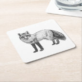 Fox zeichnend rechteckiger pappuntersetzer (angewinkelt)