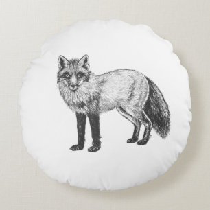 Fox zeichnend rundes kissen