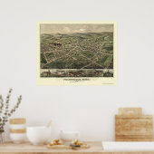 Foxborough, MA Panoramic Map - 1879 Poster (Küche)