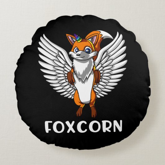 Foxcorn Magical Fox Unicorn Funny Animal Rundes Kissen (Vorderseite)