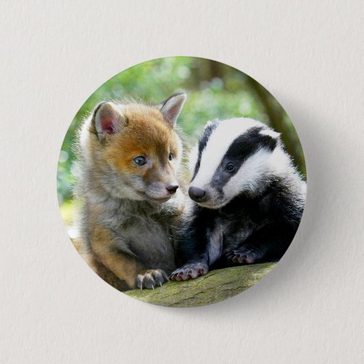 Foxcub & Badger Niedlich! Button (Vorderseite)