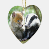 Foxcub & Badger Niedlich! Keramikornament (Links)