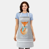 Foxcub mit dem Namen der Schal-Kunst grau weiß Schürze (Getragen)