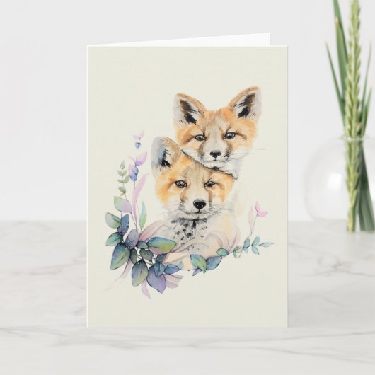 Foxenpaare Aquarellmalerei Karte (Vorderseite)