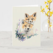 Foxenpaare Aquarellmalerei Karte (Gelbe Blume)