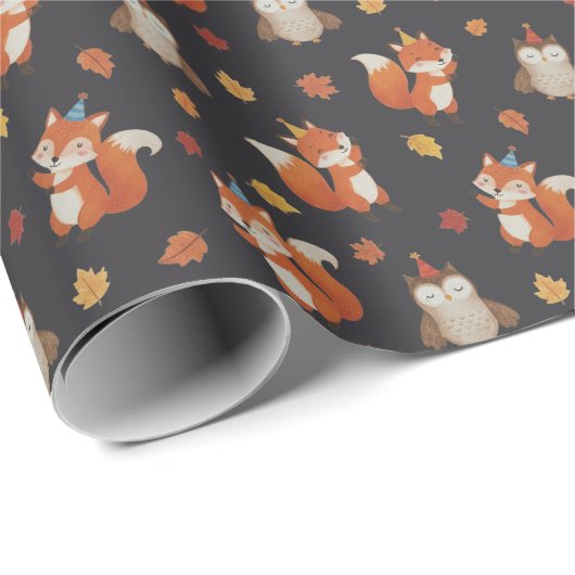 Foxes and Owl Woodland Fall Birthday Party Geschenkpapier