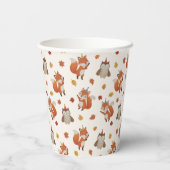 Foxes and Owl Woodland Fall Kids Birthday Pappbecher (Rückseite)