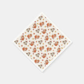 Foxes and Owl Woodland Fall Kids Birthday Party Serviette (Ecke)