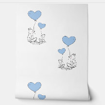 Foxes & Blue Heart Balloons Design