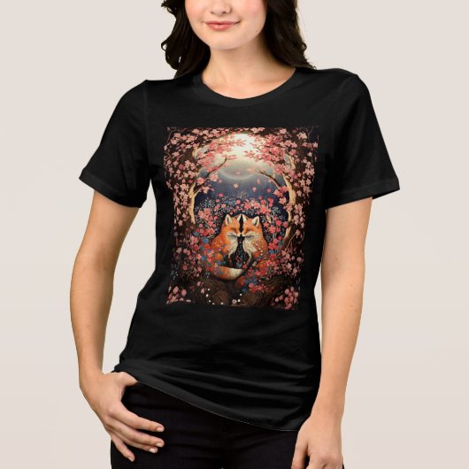 Foxes By Moonlight Tri-Blend Shirt (Vorderseite)