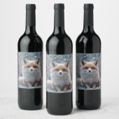 Foxes First Winter Design Weinetikett (Flaschen)