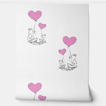 Foxes & Pink Heart Balloons Design