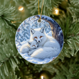 Foxes Themed Personalized Christmas Keramik Ornament