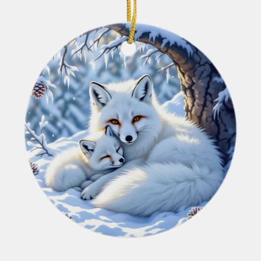 Foxes Themed Personalized Christmas Keramik Ornament (Vorne)