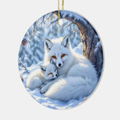 Foxes Themed Personalized Christmas Keramik Ornament (Links)