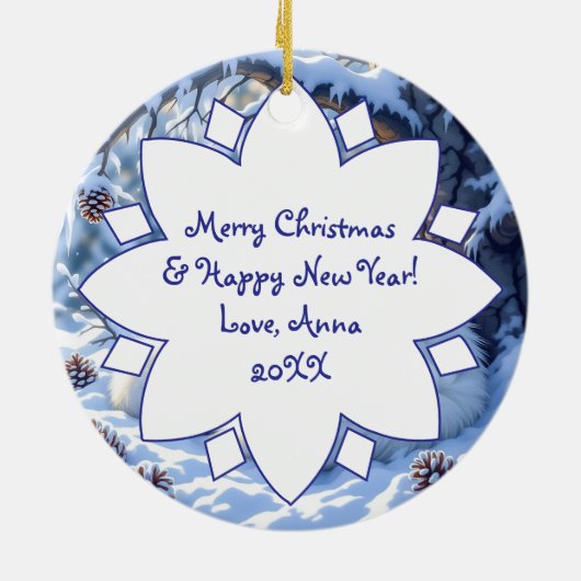 Foxes Themed Personalized Christmas Keramik Ornament (Hinten)