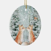 foxes Weihnachtsverzierungswinter-Schneedekoration Keramik Ornament (Rechts)
