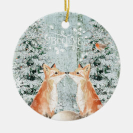 foxes Weihnachtsverzierungswinter-Schneedekoration Keramik Ornament