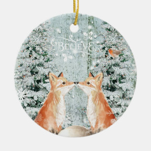 foxes Weihnachtsverzierungswinter-Schneedekoration Keramik Ornament