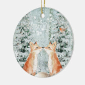 foxes Weihnachtsverzierungswinter-Schneedekoration Keramik Ornament (Links)