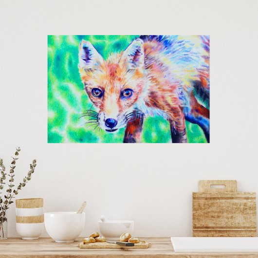 Foxfarbener Bleistift zeichnend Poster (Küche)