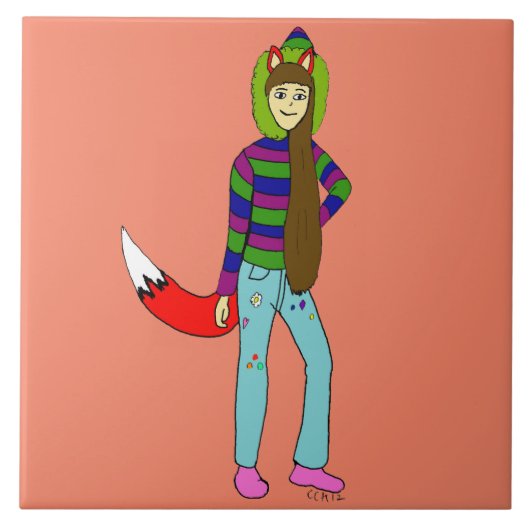 Foxgirl Fliese (Vorderseite)