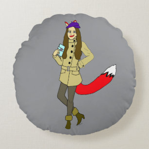 Foxgirl Rundes Kissen