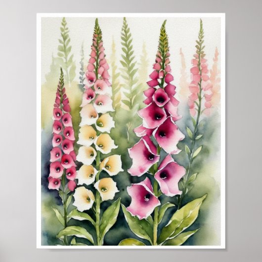 Foxglove Blume Handmade Water Color Poster (Vorne)