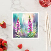 Foxglove Floral Abstrakt Wasserfarbe Serviette (Beispiel)