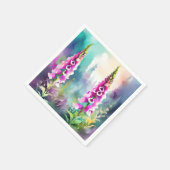 Foxglove Floral Abstrakt Wasserfarbe Serviette (Ecke)
