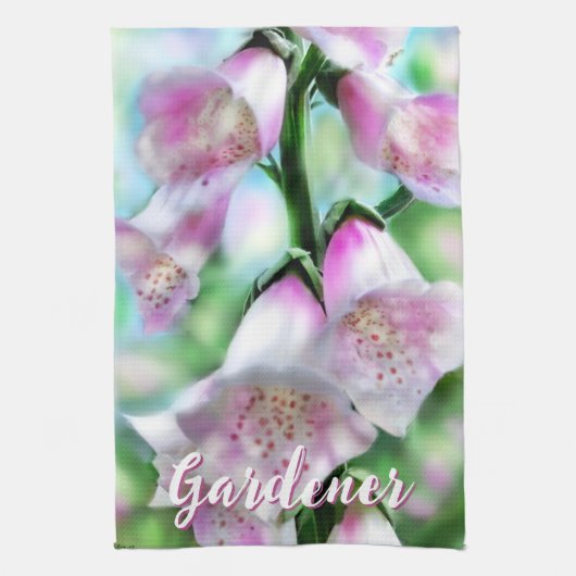Foxglove Flowers Floral Pink Garden Personalized Geschirrtuch (Vertikal)