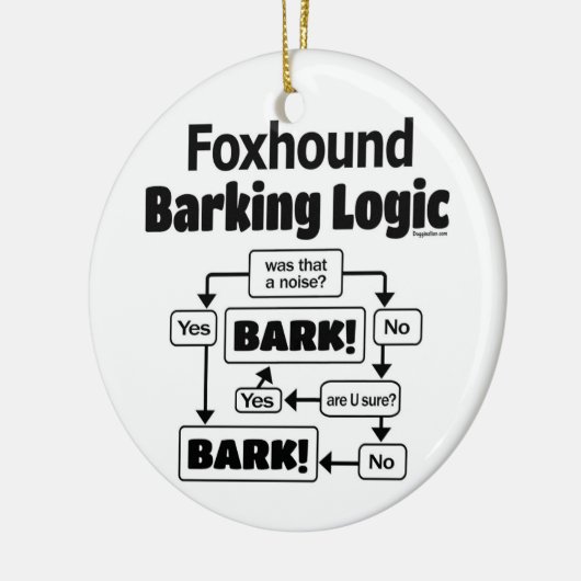 Foxhound Barking Logic Keramik Ornament (Links)