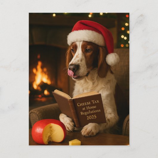 Foxhound 'Käse-Steuer' Weihnachtskarte Postkarte (Vorderseite)