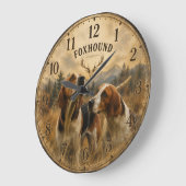 Foxhound-Porträt – Edler Jagdhund Große Wanduhr (Winkel)