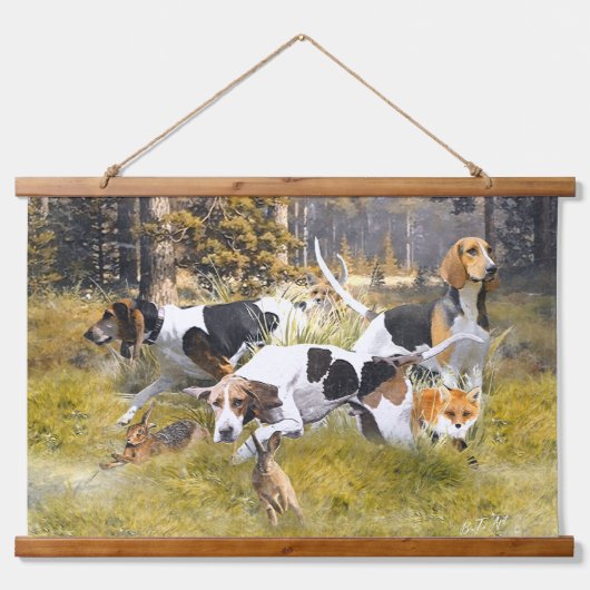 Foxhound Wandteppich Mit Holzrahmen (Vorne)