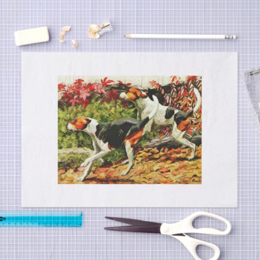 Foxhounds (englisch&amerikanisch) im Herbstholz Seidenpapier (Handwerk)