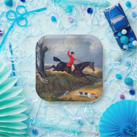 Foxhunting Clearing a Ditch John Herring 1839 Pappteller (Party)