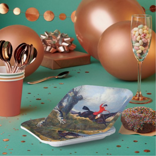 Foxhunting Clearing a Ditch John Herring 1839 Pappteller (Multi)