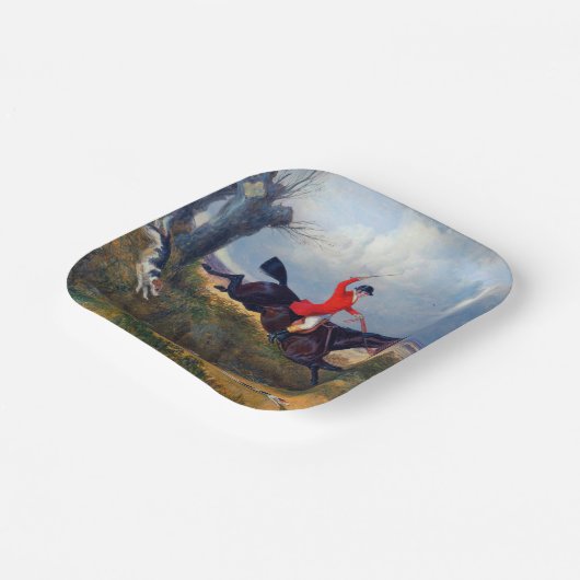 Foxhunting Clearing a Ditch John Herring 1839 Pappteller (Gewinkelt)