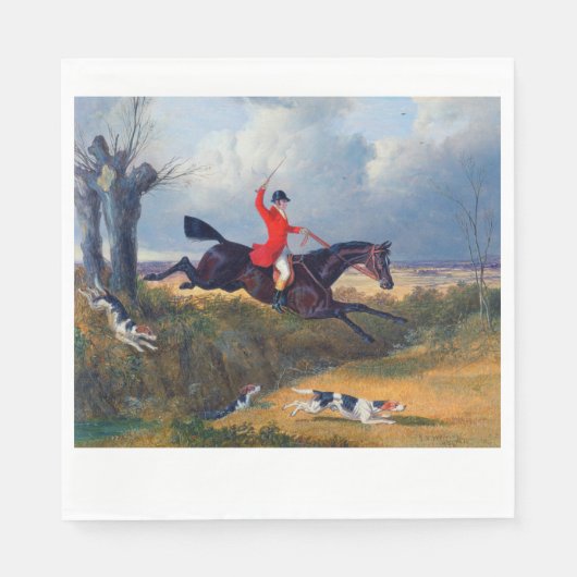 Foxhunting Clearing a Ditch John Herring 1839 Serviette (Vorderseite)