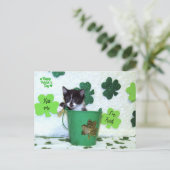 Foxie Cat St. Patrick's Day Card Postkarte (Stehend Vorderseite)