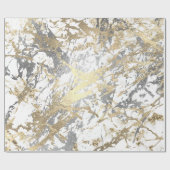 Foxier Champagne Gold Marble Shiny Metallic White Geschenkpapier (Flach)