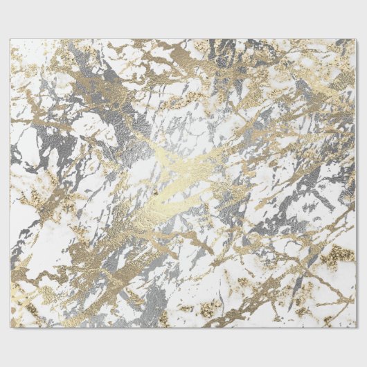 Foxier Champagne Gold Marble Shiny Metallic White Geschenkpapier (Flach)