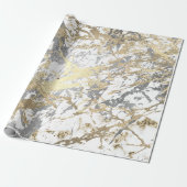 Foxier Champagne Gold Marble Shiny Metallic White Geschenkpapier (Ungerollt)