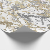 Foxier Champagne Gold Marble Shiny Metallic White Geschenkpapier (Ecke)