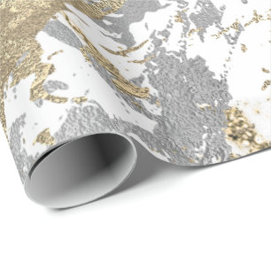 Foxier Champagne Gold Marble Shiny Metallic White Geschenkpapier