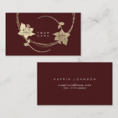 Foxier Gold Rose Burgundy Maroon Floral Glam Visitenkarte (Vorne/Hinten)