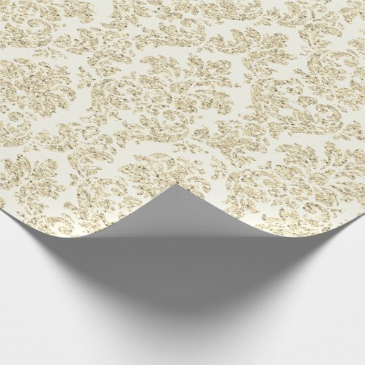 Foxier Ivory Creamy Royal Damask Royal Ornament Geschenkpapier (Ecke)