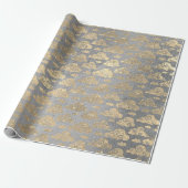 Foxier Silver Gray Glitzer Clouds Metallic Silver Geschenkpapier (Ungerollt)
